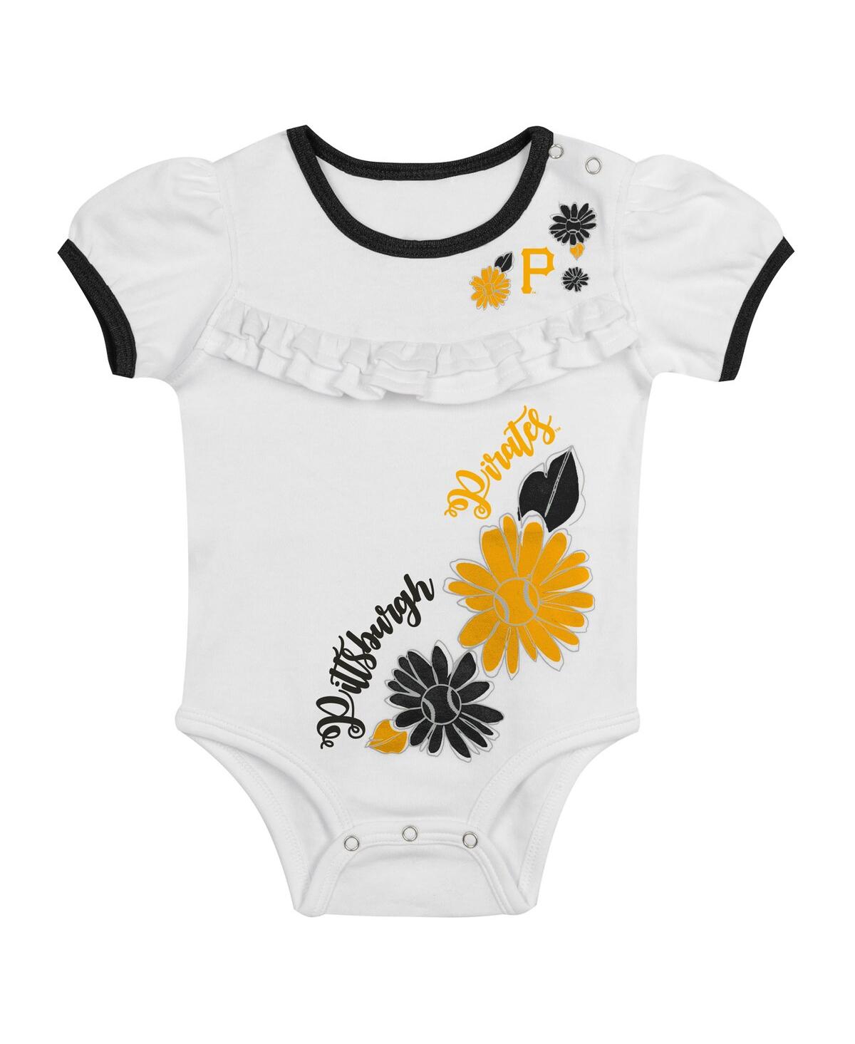 Outerstuff Baby Boys And Girls 3-piece White Pittsburgh Pirates Sweet Catcher Headband Skirt Set In White