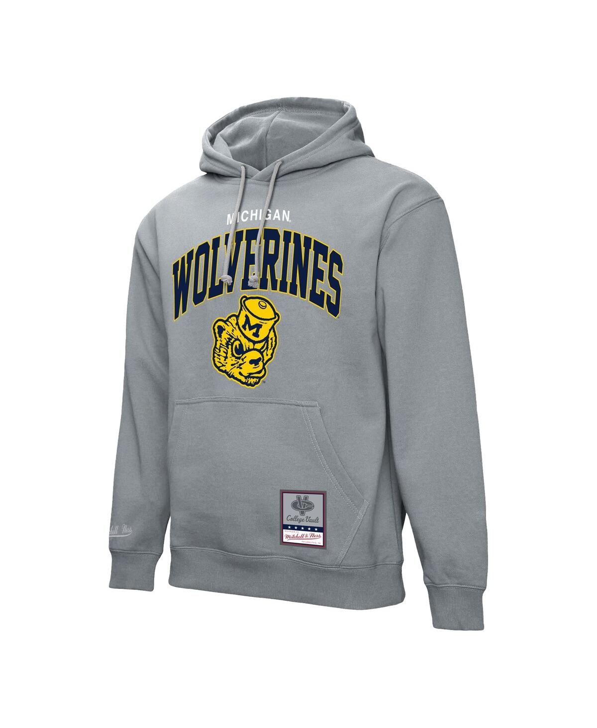 Mitchell & Ness Men's Heather Gray Michigan Wolverines Classic Arch Pullover Hoodie In Heather Gray