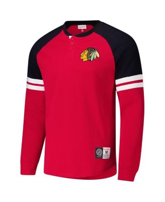 Men's Red Chicago Blackhawks Thermal Henley Long Sleeve T-Shirt