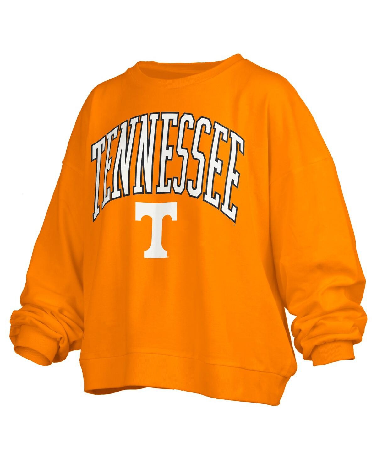 PRESSBOX WOMEN'S TENNESSEE ORANGE TENNESSEE VOLUNTEERS JANISE ARCH OVER LOGO WAIST LENGTH OVERSIZED PULLOVER 