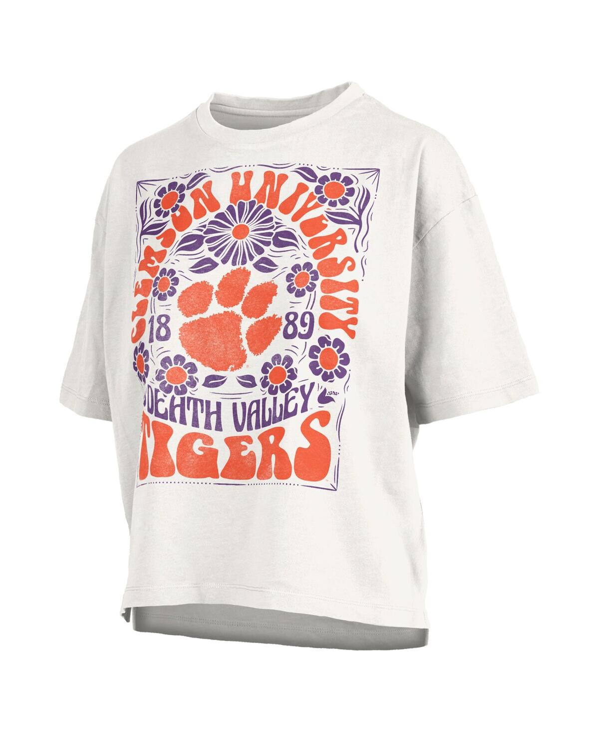 PRESSBOX WOMEN'S WHITE CLEMSON TIGERS HARMONY OVERSIZED T-SHIRT 