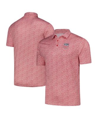Antigua - Men's Red USMNT Field Ditsy Polo Shirt