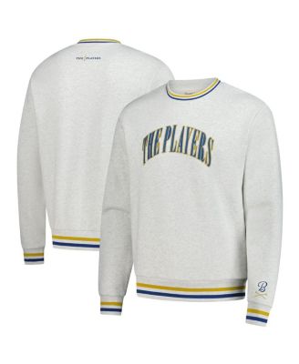 Barstool Golf - Men'sHeather Gray THE PLAYERS Striped Pullover Sweatshirt