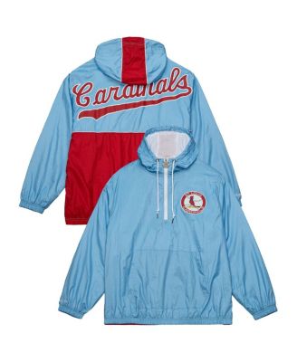 Mitchell & Ness - Men's Light Blue St. Louis Cardinals Team OG 2.0 Anorak Half-Zip Windbreaker Hoodie Jacket