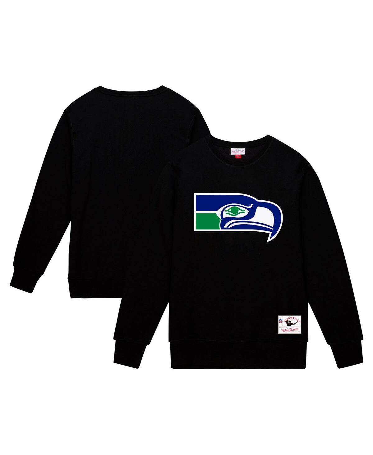 Mitchell & Ness Black Seattle Seahawks Basic Fleece Pullover Sweatshirt In Black