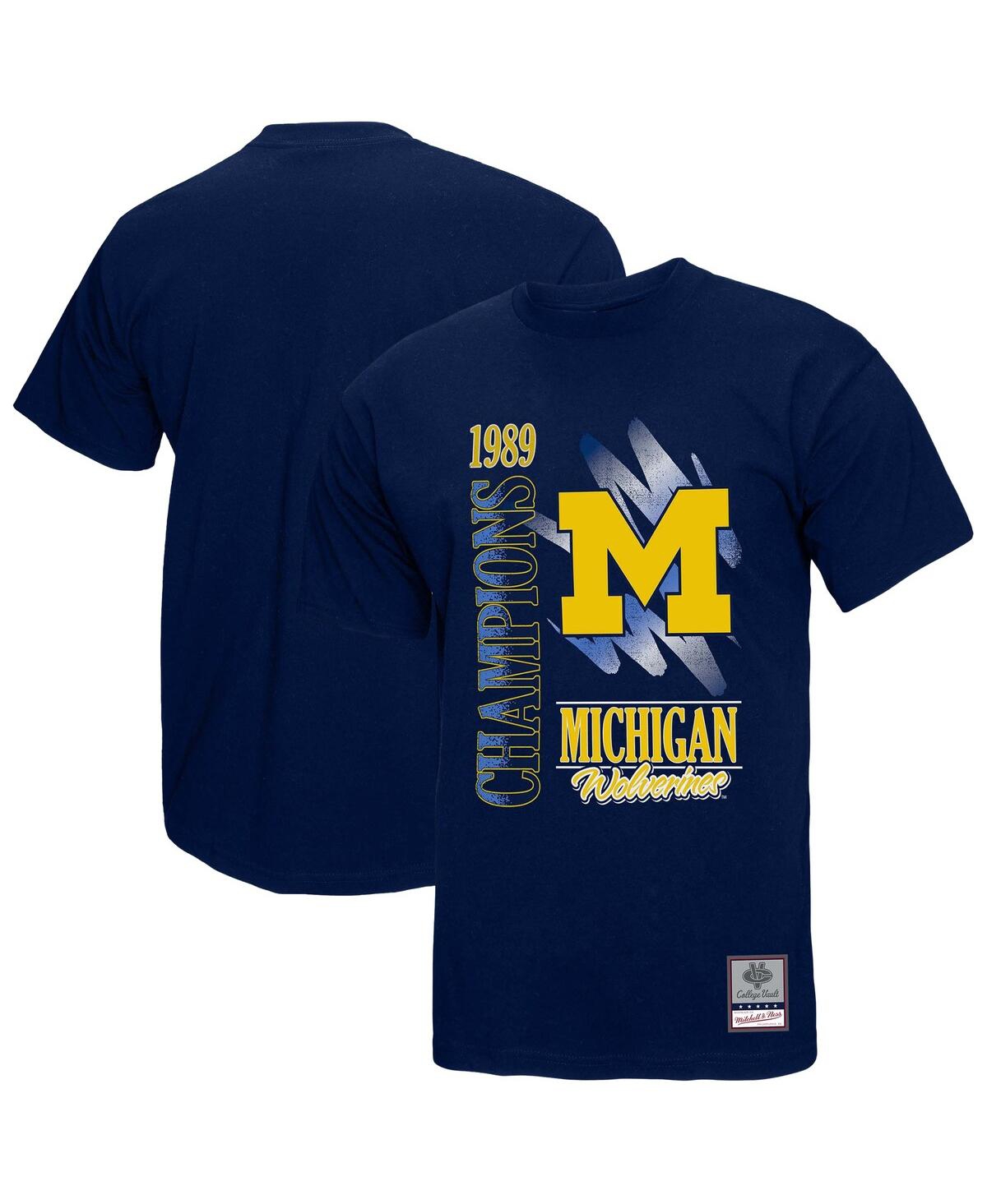 Mitchell & Ness Men's Navy Michigan Wolverines Retro Brush Mineral Wash T-shirt In Navy