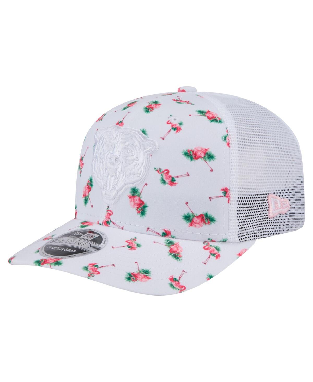 New Era Men's White Chicago Bears Adventure Flamingo Pattern 9seventy Stretch-snap Hat In White
