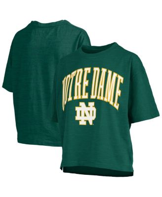 Pressbox - Women's Green Notre Dame Fighting Irish Nelson Arch Over Logo Waist Length Oversized Slub T-Shirt