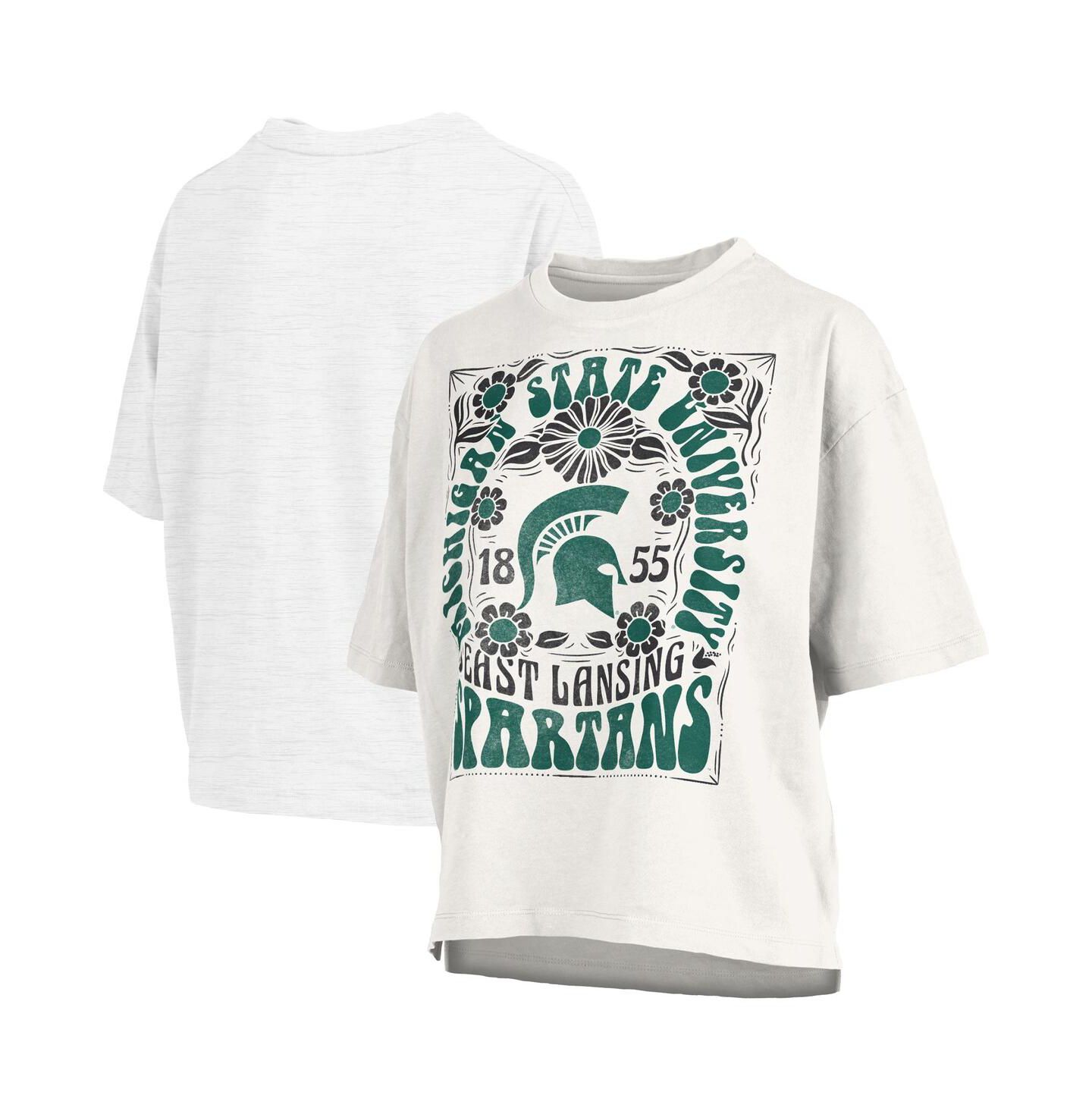 Женская футболка Pressbox White Michigan State Spartans Harmony Oversized — фото 1