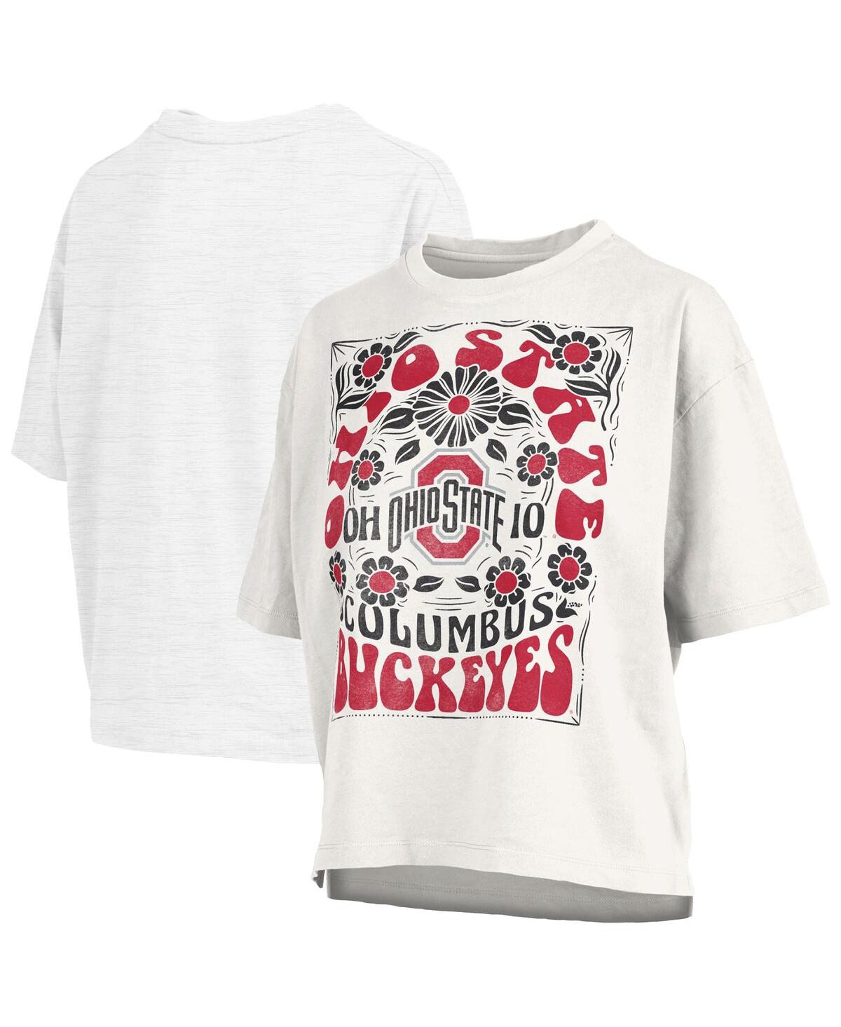 PRESSBOX WOMEN'S WHITE OHIO STATE BUCKEYES HARMONY OVERSIZED T-SHIRT 