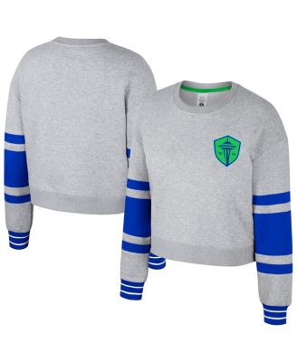 Stadium Essentials - Women's Heather Gray Seattle Sounders FC Scrimmage Cropped Pullover Sweatshirt