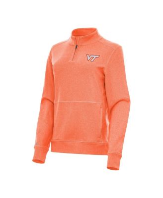Antigua - Women's Heather Orange Virginia Tech Hokies Crush Quarter-Zip Fleece Sweatshirt