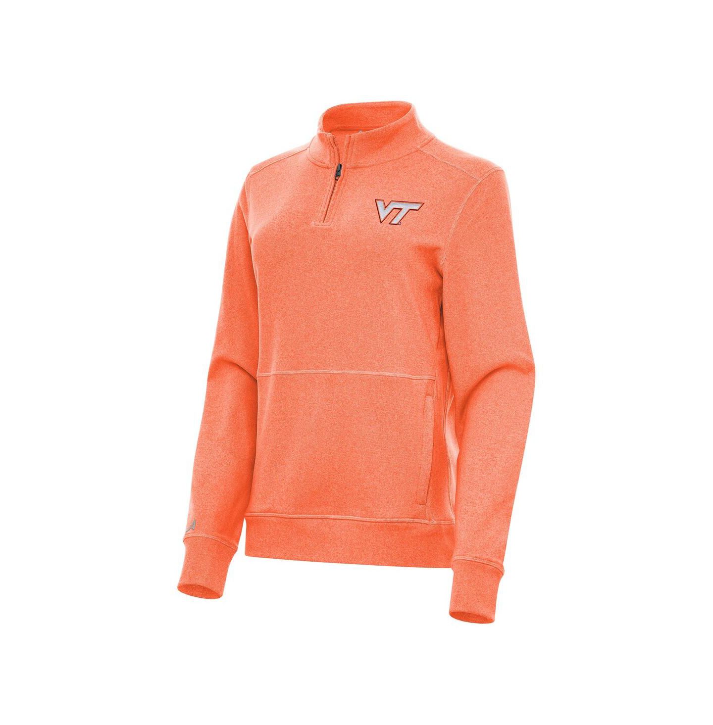 Женская толстовка Antigua Heather Orange Virginia Tech Hokies Crush Quarter-Zip Fleece — фото 1