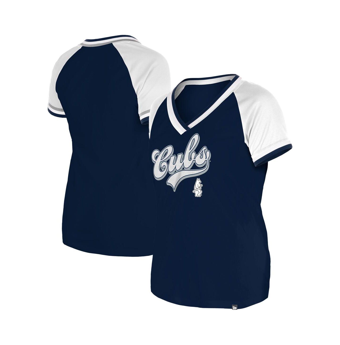 Женская футболка New Era Navy Chicago Cubs Gameday Raglan V-Neck — фото 1