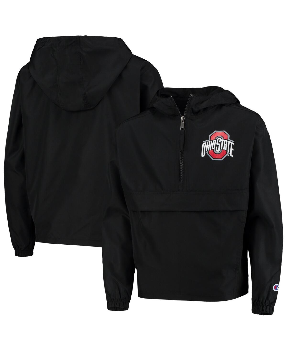 Champion Big Boys And Girls Black Ohio State Buckeyes Pack Go Quarter-zip Windbreaker Jacket In Black