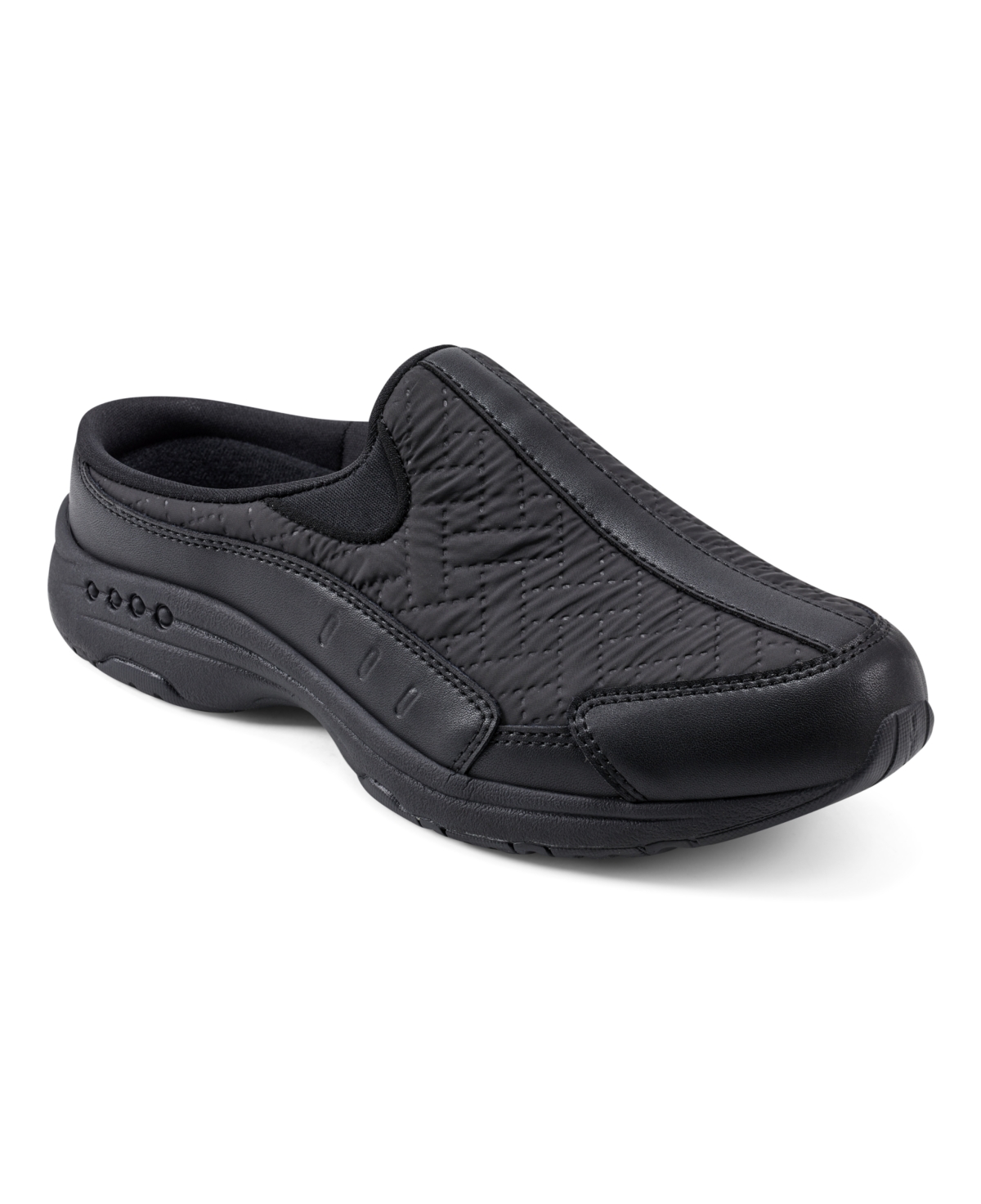 Shop Easy Spirit Women's Travel Time Slip-on Walking Mules In Black Quilt