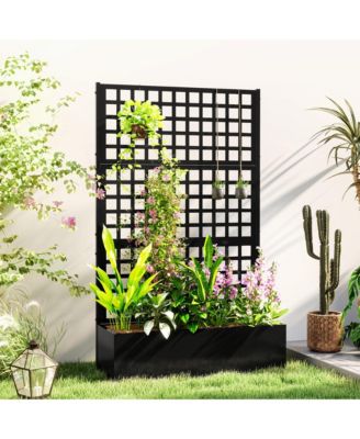 Metal Planter Box with Trellis, Drain Holes, 43"x16"x70",