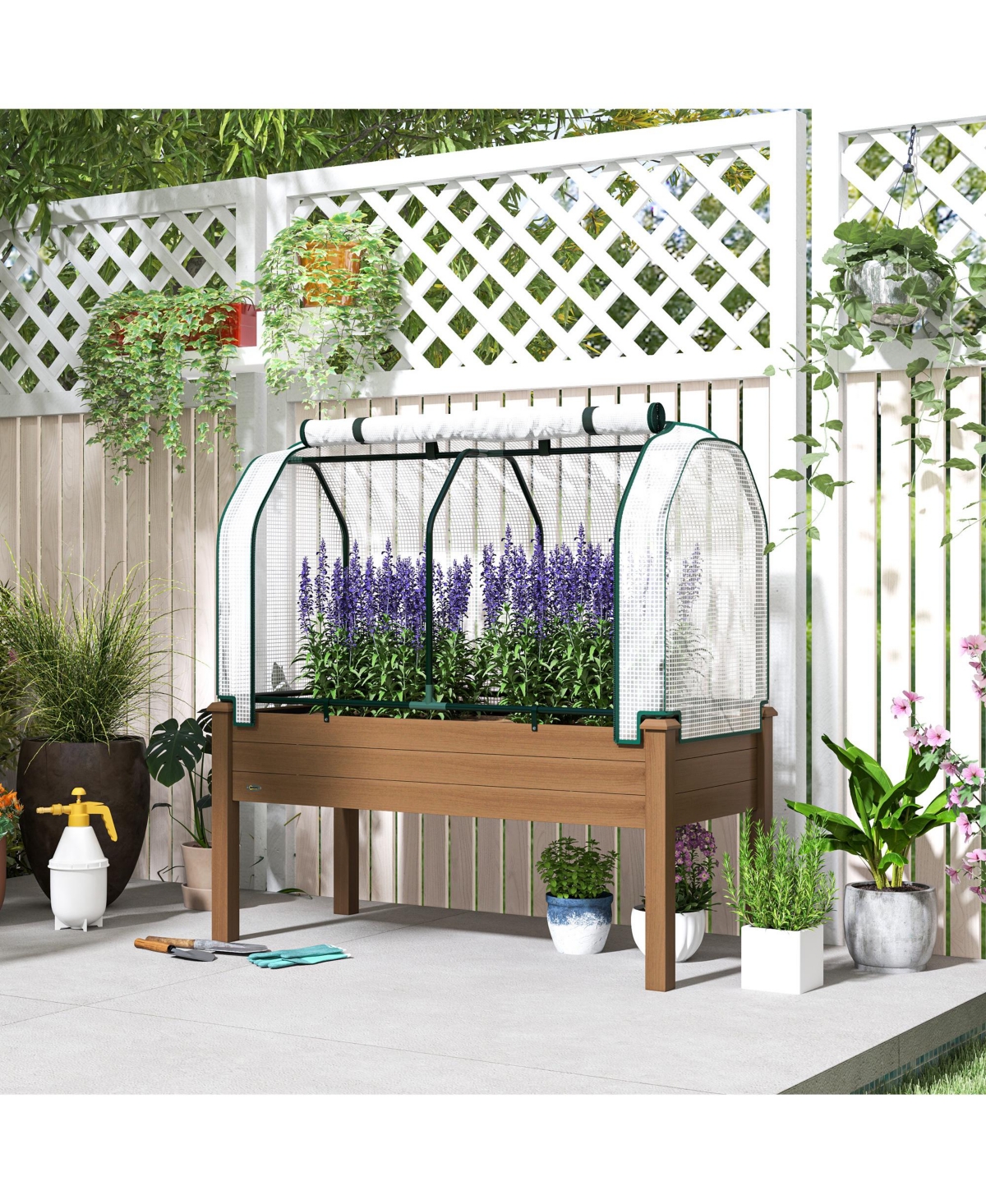 Outsunny 48 x 22 x 46 inch Raised Garden Bed w/ Pe Cover,