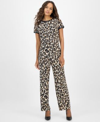 AK Anne Klein - Petite Printed High Rise Wide Leg Pants