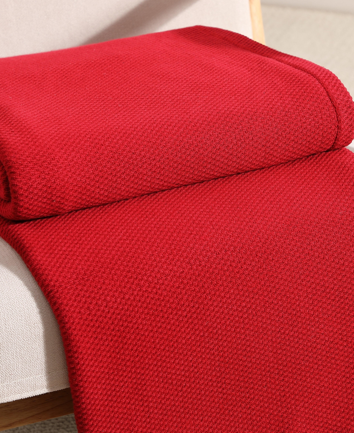 Tommy Hilfiger Solid Cotton Pique Blanket, King
