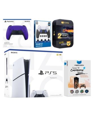 Playstation 5 Slim Disc with Extra Gray Camo Controller, FPS Grip Kit and MightySkins Decal Voucher + 2 Year CPS Extended Warranty