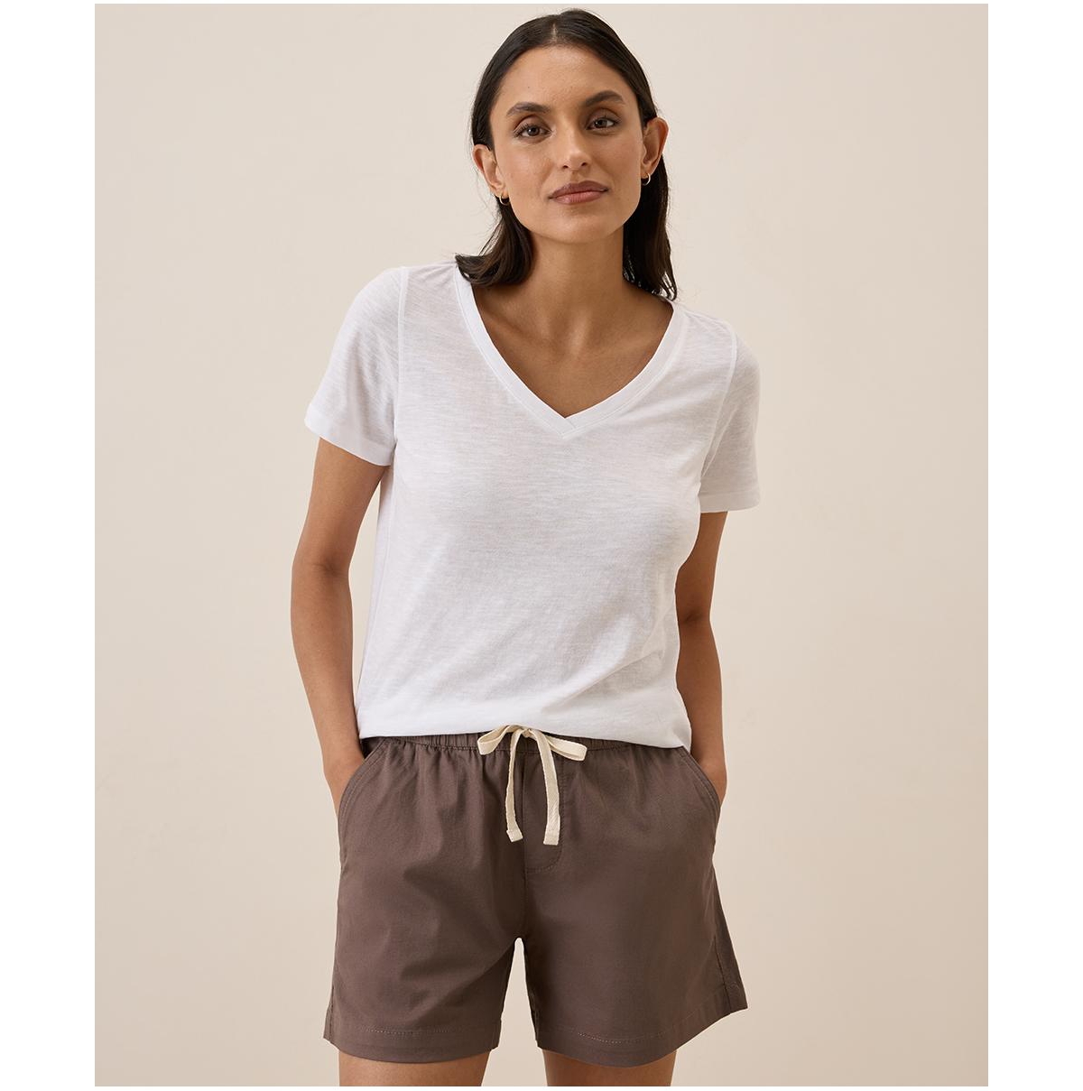 Women's Organic Cotton Featherweight Slub V-Neck Tee - Deep sea