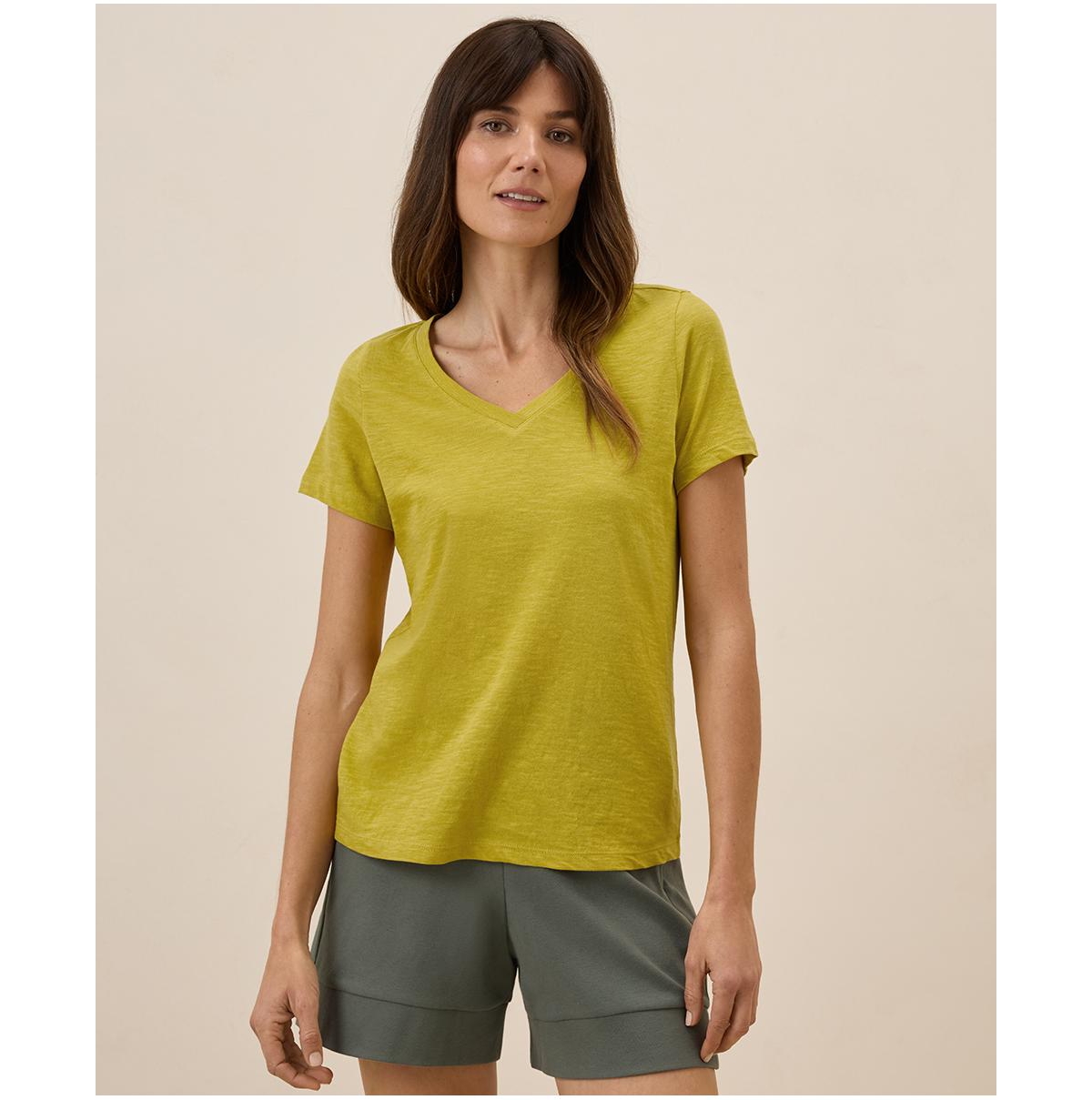 Women's Organic Cotton Featherweight Slub V-Neck Tee - Deep sea