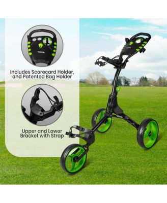 Foldable 3-Wheel Golf Push Cart with Scorecard Holder