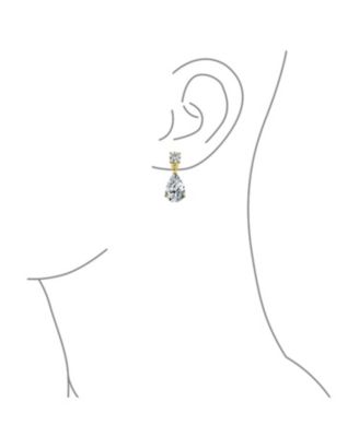 Teardrop CZ Drop Earrings in Gold Plated Sterling Silver