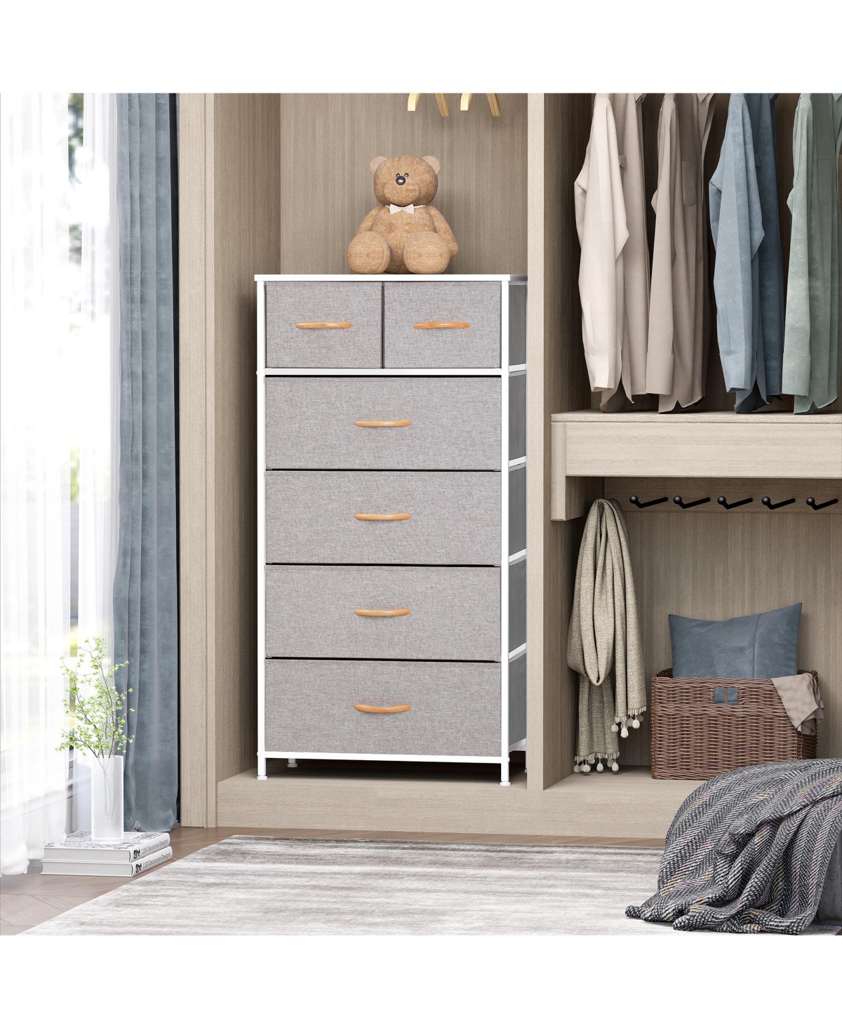 Steel and Fabric 6-Drawer Combo Dresser – Functional Storage