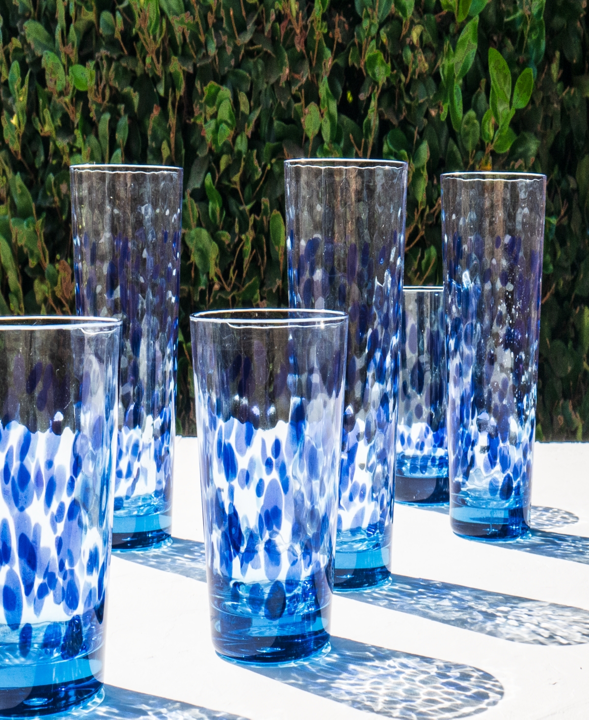 Tarhong Talavera Goblet Glasses, Set Of 6 In Blue
