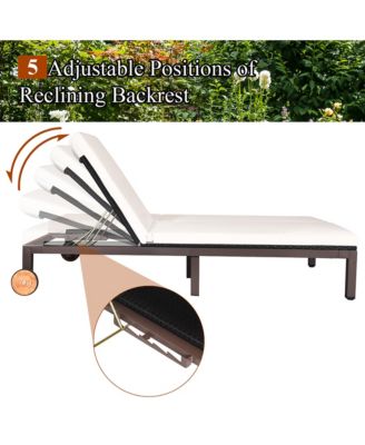 2-Person Patio Rattan Lounge Chair Chaise Recliner Adjustable Cushion