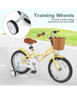 16" Kids Bike with Training Wheels & Adjustable Seat | Safety Reflectors, Bell for Ages 4-8