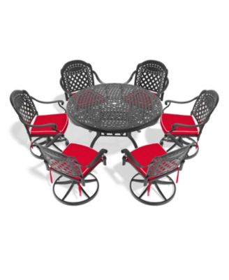 Streamdale 7-pc Cast Aluminum Dining Set, 6 Swivel Chairs, 48" Round Table, Black Frame