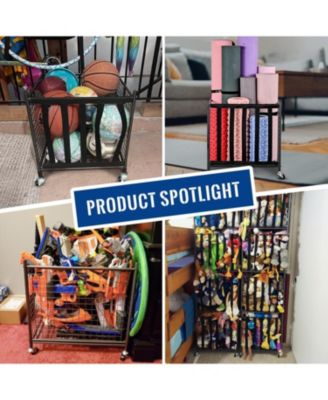 44 lbs Weight Capacity Rolling Sports Ball Storage Cart with Elastic Straps