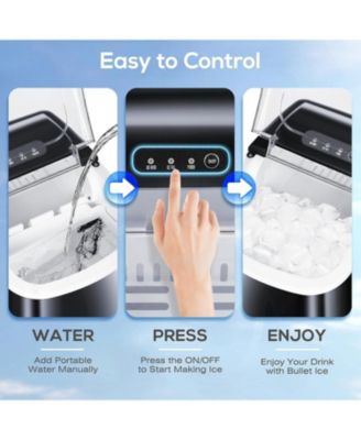 Ice Makers Countertop with Self-Cleaning, 9 Bullet Ice Ready in 6Mins, 26.5Lbs/24Hrs, Portable Ice Maket with Handle/Ice Scoop/Basket for Home/Kitchen/Camping