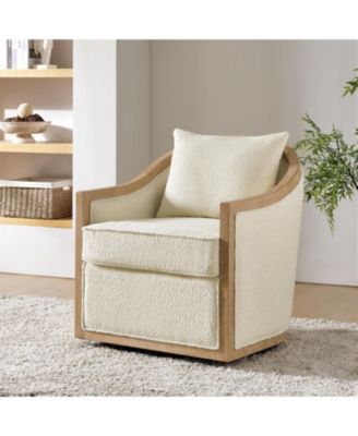 Single Piece solid Wood  Zacharie Farmhouse Rattan Armchair