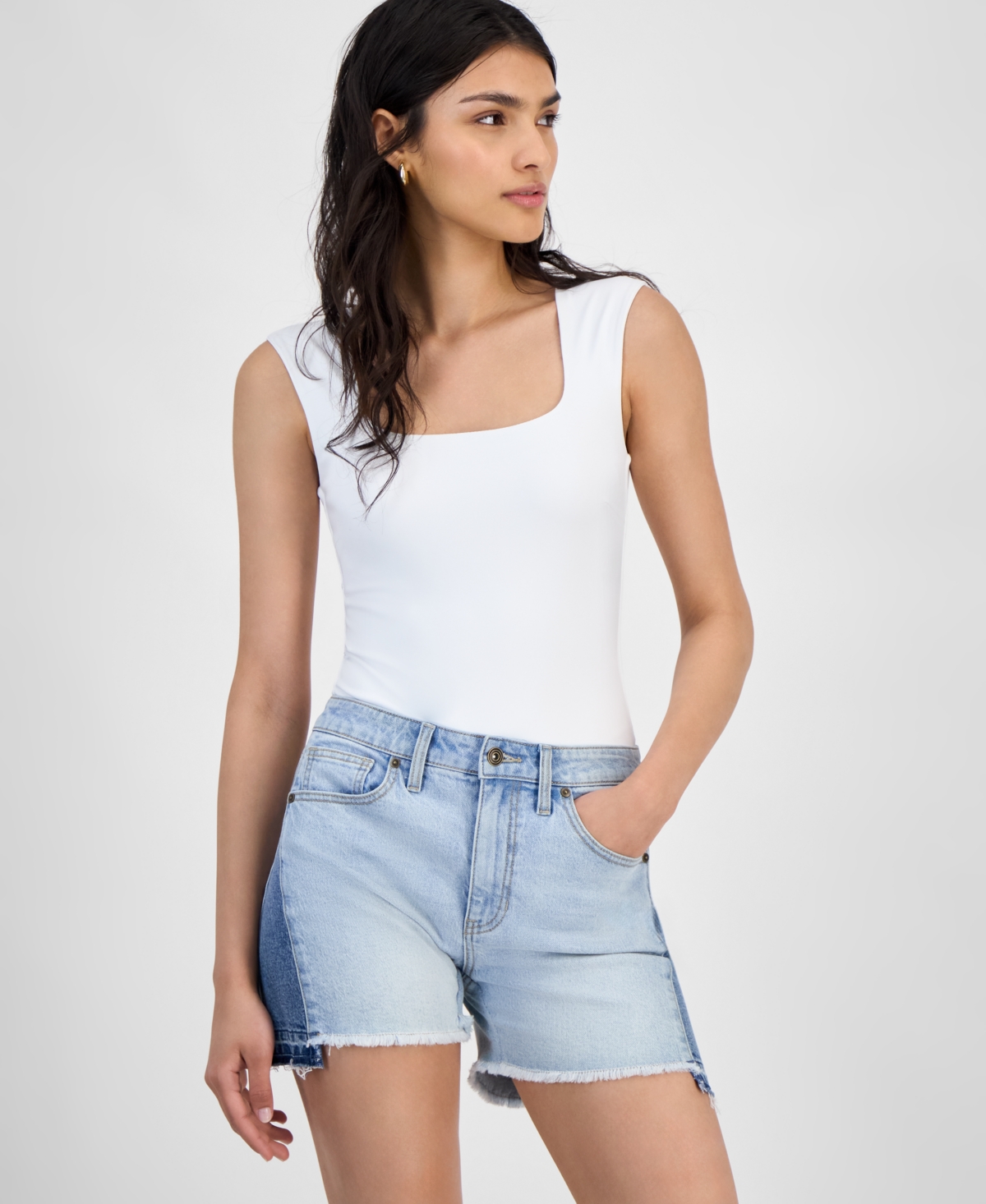 Women's Square-Neck Bodysuit, Exclusively at Macy's - Black