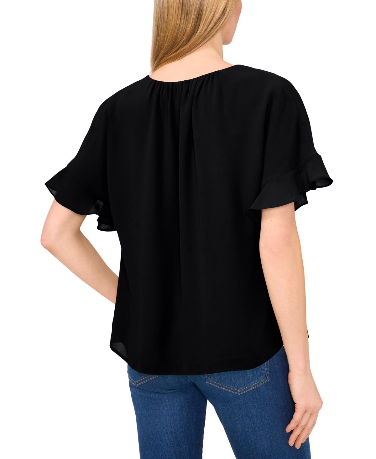 Cece Women's Short-sleeve Half Button Flowy Blouse