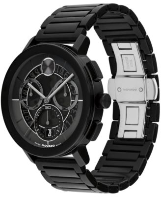 Men's Bold Evolution 2.0 Swiss Quartz Chrono Ionic Plated Black Steel Watch, 42mm
