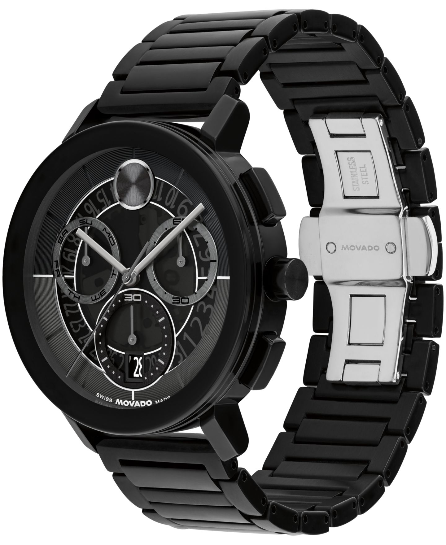Мужские часы Movado Bold Evolution 2.0 Swiss Quartz Chrono Ionic Plated Black Steel Watch, 42mm — фото 2