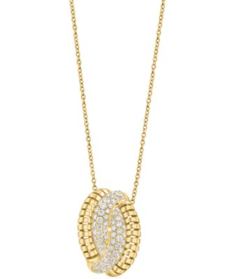 EFFY&reg; Diamond Pav&eacute; Abstract Crossover Pendant Necklace (5/8 ct. t.w.) in 14k Gold, 17" + 1" extender