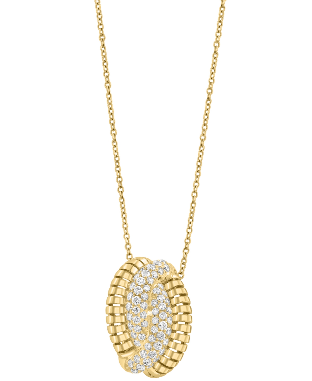 Effy Collection Effy Diamond Pave Abstract Crossover Pendant Necklace (5/8 Ct. T.w.) In 14k Gold, 17" + 1" Extender