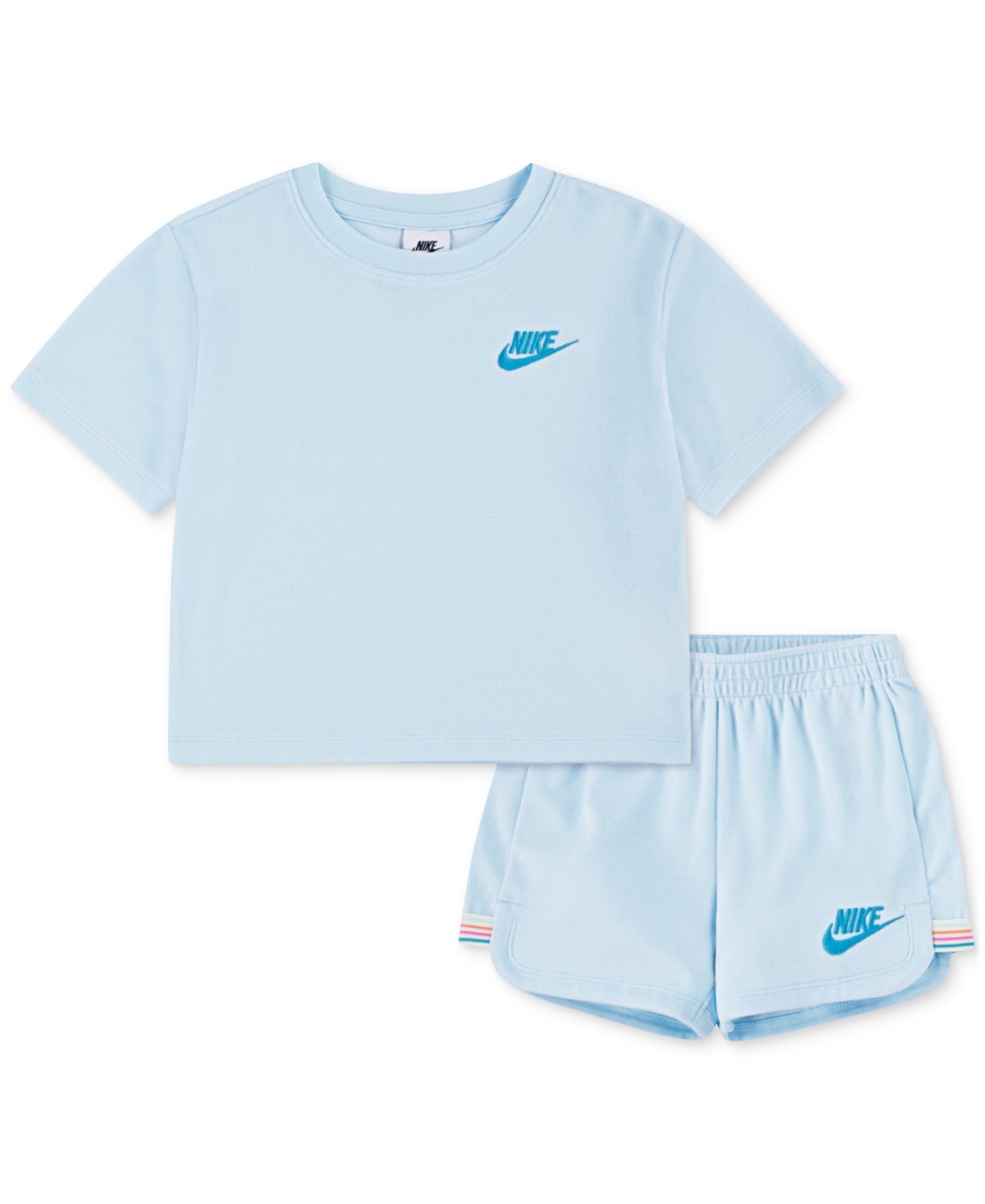 Nike Little Girls Let's Roll Towel Terry T-shirt & Shorts, 2 Piece Set