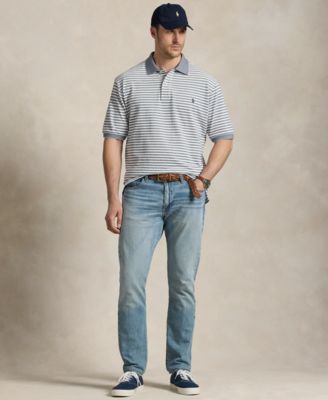 Men's Big & Tall Striped Oxford Mesh Polo Shirt
