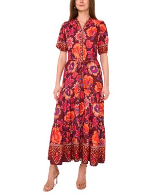 Vince Camuto - Women's Printed Puff-Sleeve Maxi Dress