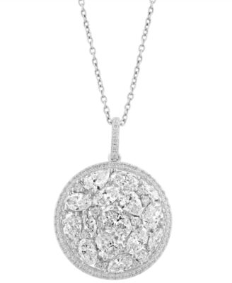 EFFY Collection - Lab Grown Diamond Mixed Cut Cluster Pendant Necklace (3-1/4 ct. t.w.) in 14k White Gold, 17" + 1" extender