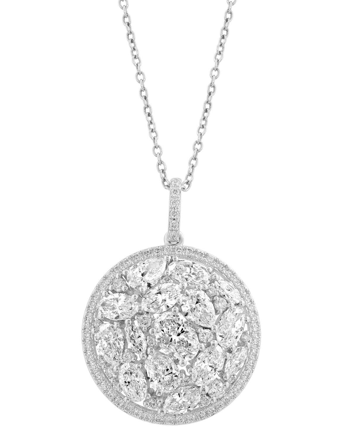 Effy Collection Effy Lab Grown Diamond Mixed Cut Cluster Pendant Necklace (3-1/4 Ct. T.w.) In 14k White Gold, 17" + 