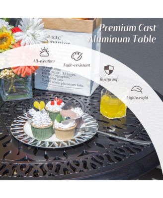 3PCS Cast Aluminum Patio Bistro Set Outdoor Dining Table & Chair Furniture Set