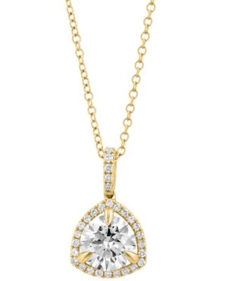 EFFY Collection - Lab Grown Diamond Halo Pendant Necklace (2-1/4 ct. t.w.) in 14k Gold, 17" + 1" extender